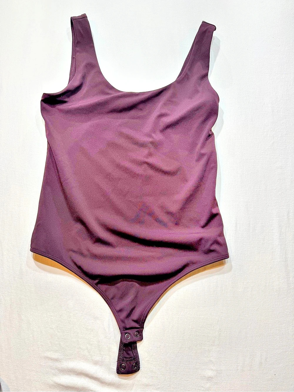 Express Body Contour Scoop Neck Thong Bodysuit Purple Medium